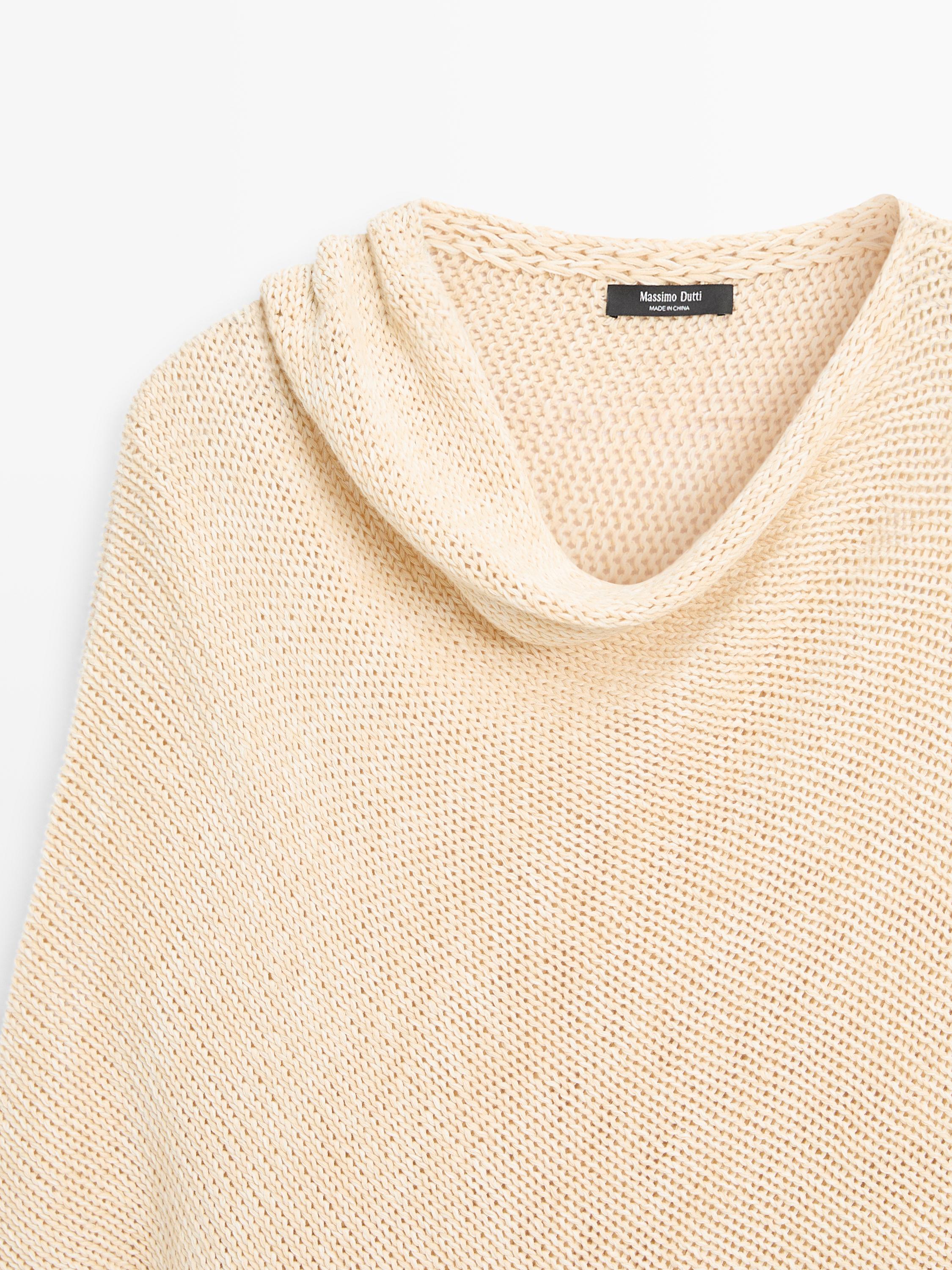 Pull oversize asymétrique en coton et lin